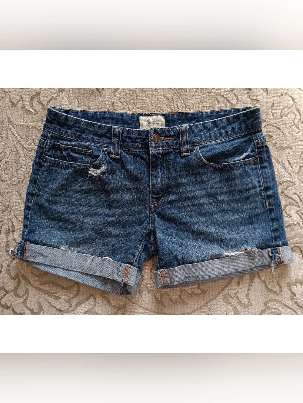 Aeropostale Distressed Denim Cuffed Shorts